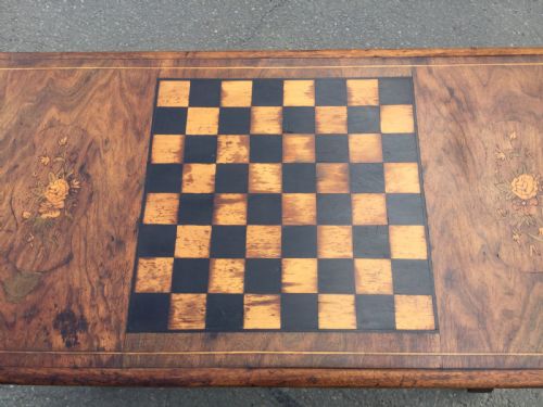 VICTORIAN INLAID WALNUT CHESS TOP TABLE - ADDITIONAL PHOTO 10