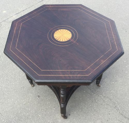 Edwardian Inlaid Rosewood Octagonal Centre Table
