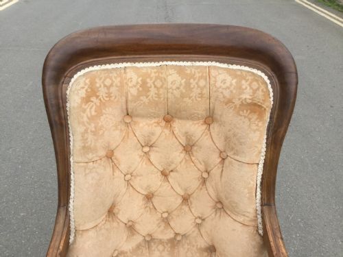 VICTORIAN MAHOGANY OPEN ARM FIRESIDE ARMCHAIR - ADDITIONAL PHOTO 8