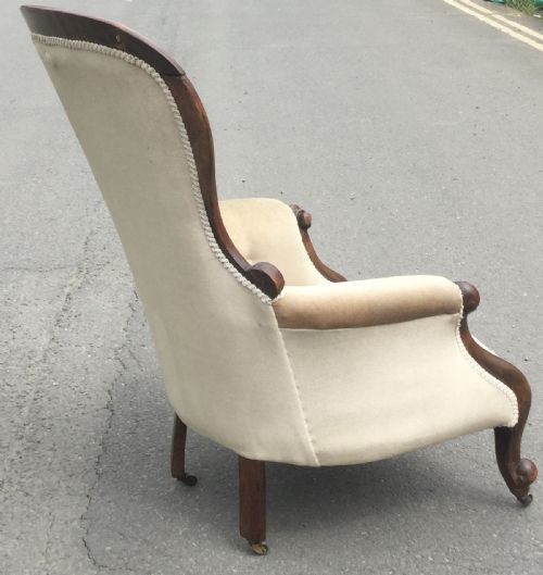 VICTORIAN MAHOGANY BALLOON BACK FIRESIDE ARMCHAIR - ADDITIONAL PHOTO 6