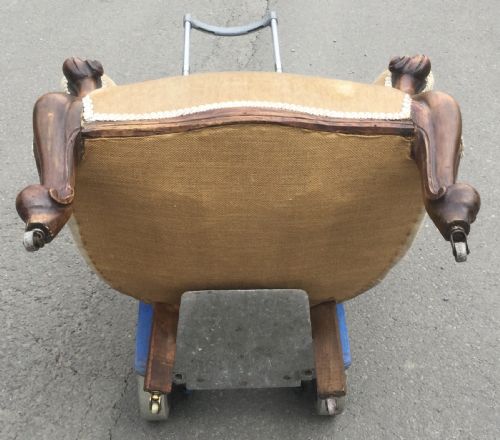 VICTORIAN MAHOGANY BALLOON BACK FIRESIDE ARMCHAIR - ADDITIONAL PHOTO 8