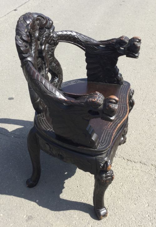ORIENTAL CARVED HARDWOOD ARMCHAIR - ADDITIONAL PHOTO 3