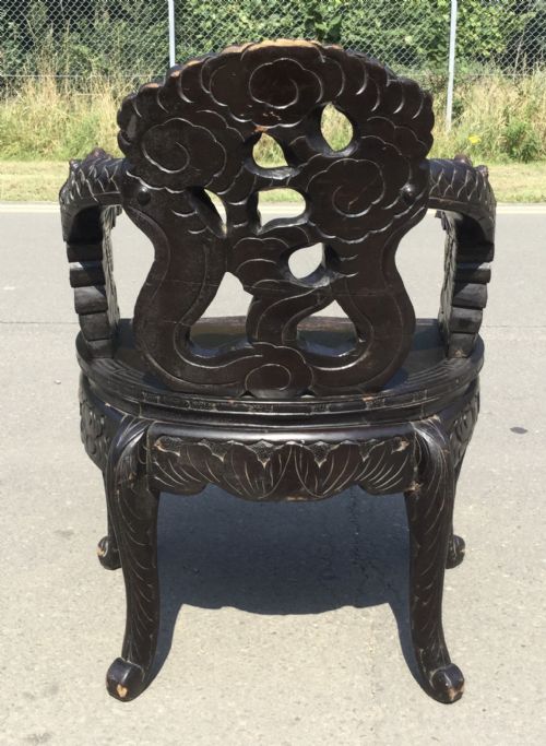 ORIENTAL CARVED HARDWOOD ARMCHAIR - ADDITIONAL PHOTO 5