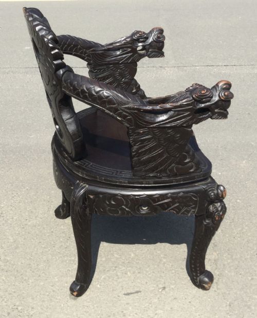 ORIENTAL CARVED HARDWOOD ARMCHAIR - ADDITIONAL PHOTO 7