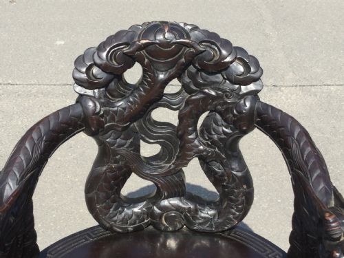 ORIENTAL CARVED HARDWOOD ARMCHAIR - ADDITIONAL PHOTO 9