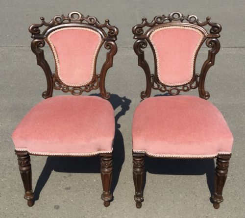 PAIR VICTORIAN ROSEWOOD SIDE CHAIRS - ADDITIONAL PHOTO 2