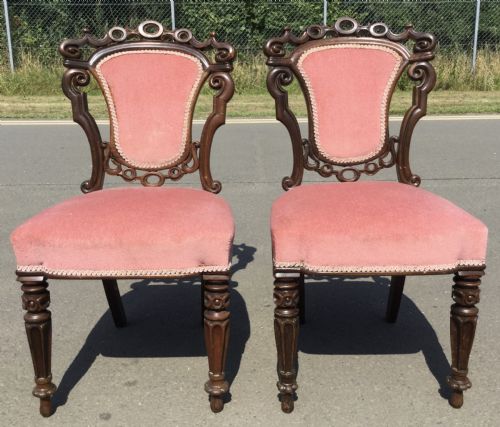 PAIR VICTORIAN ROSEWOOD SIDE CHAIRS - ADDITIONAL PHOTO 4