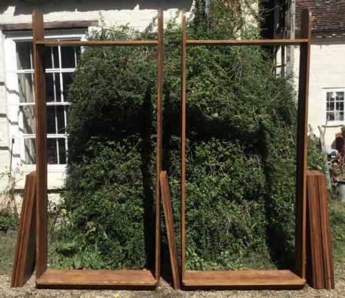 Pair Deco Tall Oak Open Bookcases