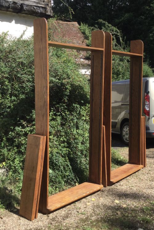 fig 1. Pair Deco Tall Oak Open Bookcases