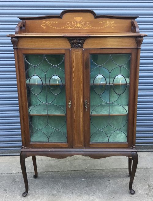 ART NOUVEAU INLAID MAHOGANY DISPLAY CABINET - ADDITIONAL PHOTO 1