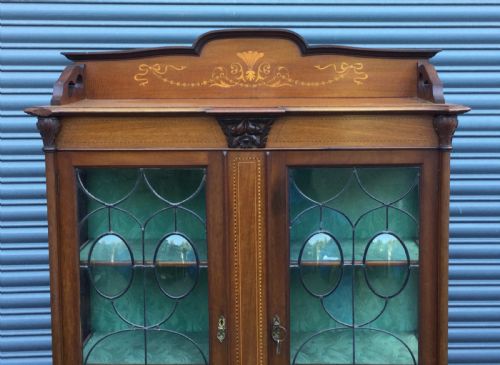 ART NOUVEAU INLAID MAHOGANY DISPLAY CABINET - ADDITIONAL PHOTO 2