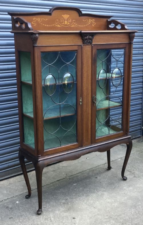 ART NOUVEAU INLAID MAHOGANY DISPLAY CABINET - ADDITIONAL PHOTO 6
