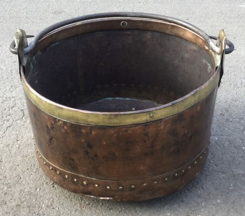 Large Copper & Brass Log Bin