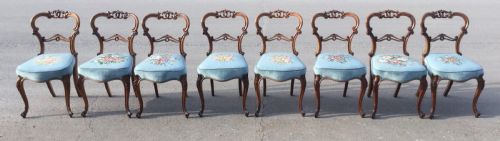 SET OF EIGHT VICTORIAN CARVED WALNUT DINING CHAIRS - ADDITIONAL PHOTO 1