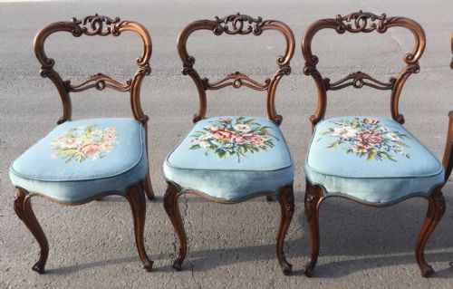 SET OF EIGHT VICTORIAN CARVED WALNUT DINING CHAIRS - ADDITIONAL PHOTO 3