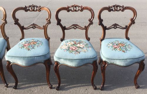 SET OF EIGHT VICTORIAN CARVED WALNUT DINING CHAIRS - ADDITIONAL PHOTO 5