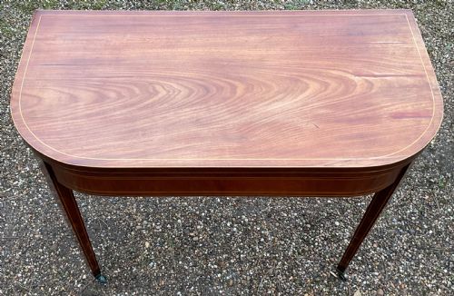 GEORGIAN INLAID MAHOGANY FOLDOVER TEA TABLE - ADDITIONAL PHOTO 2