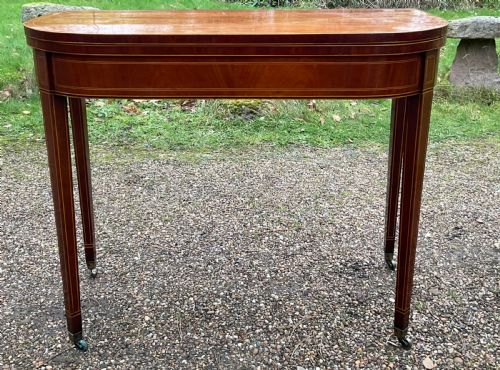GEORGIAN INLAID MAHOGANY FOLDOVER TEA TABLE - ADDITIONAL PHOTO 3