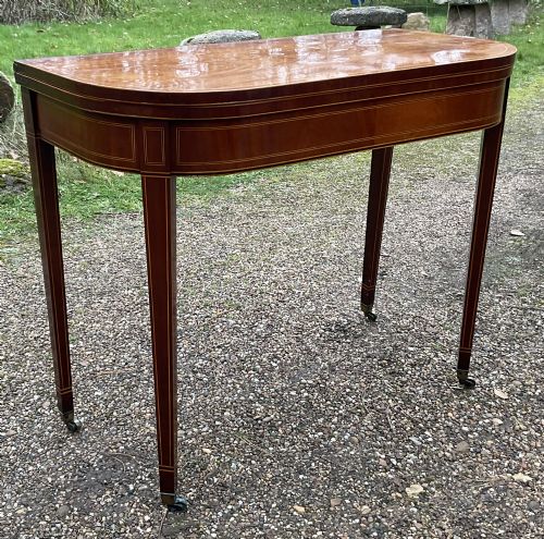 GEORGIAN INLAID MAHOGANY FOLDOVER TEA TABLE - ADDITIONAL PHOTO 4