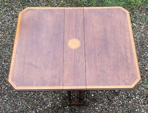 EDWARDIAN INLAID MAHOGANY DROPLEAF COFFEE TABLE - ADDITIONAL PHOTO 4