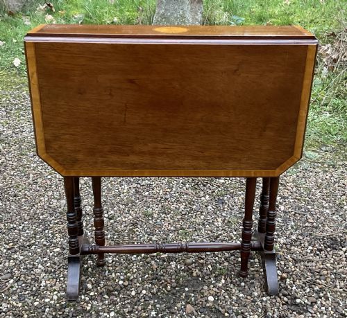 EDWARDIAN INLAID MAHOGANY DROPLEAF COFFEE TABLE - ADDITIONAL PHOTO 5