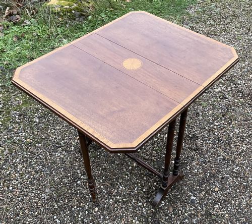 EDWARDIAN INLAID MAHOGANY DROPLEAF COFFEE TABLE - ADDITIONAL PHOTO 6