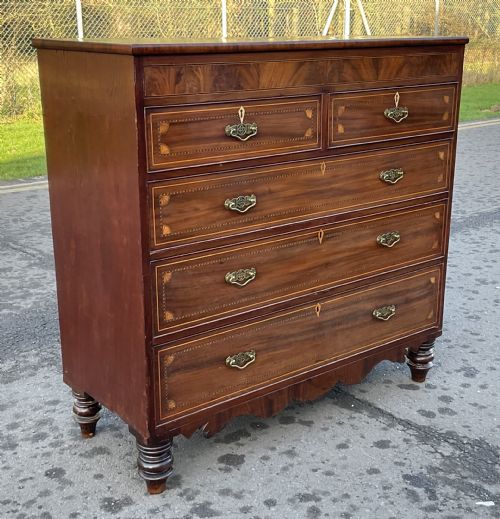 GEORGIAN INLAID MAHOGANY CHEST OF DRAWERS - ADDITIONAL PHOTO 3