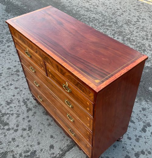 GEORGIAN INLAID MAHOGANY CHEST OF DRAWERS - ADDITIONAL PHOTO 4