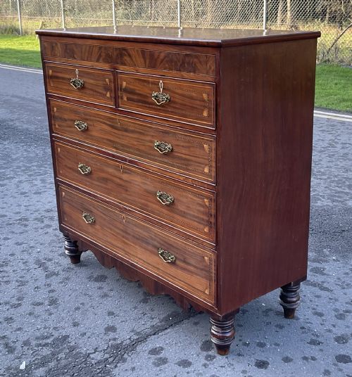 GEORGIAN INLAID MAHOGANY CHEST OF DRAWERS - ADDITIONAL PHOTO 6