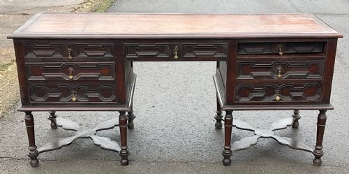 LARGE OAK WRITING DESK