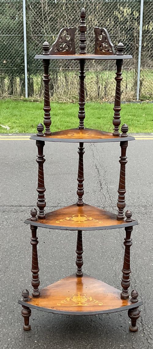 VICTORIAN INLAID WALNUT FOUR TIER CORNER WHATNOT - ADDITIONAL PHOTO 1