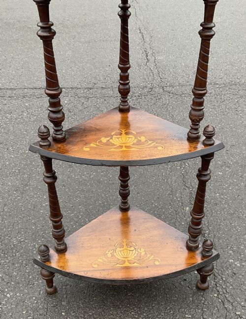 VICTORIAN INLAID WALNUT FOUR TIER CORNER WHATNOT - ADDITIONAL PHOTO 3