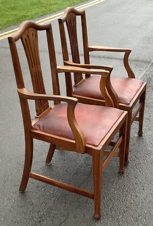 PAIR GEORGIAN STYLE MAHOGANY CARVER ARMCHAIRS - ADDITIONAL PHOTO 4