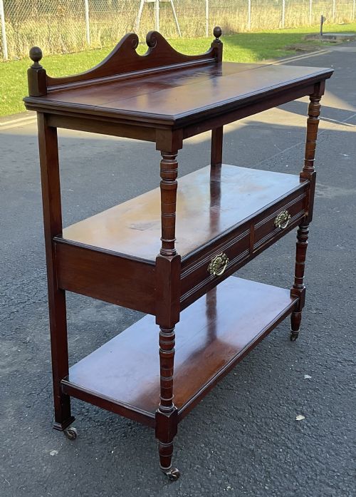 VICTORIAN MAHOGANY THREE TIER STAND BY MAPLE CO - ADDITIONAL PHOTO 2