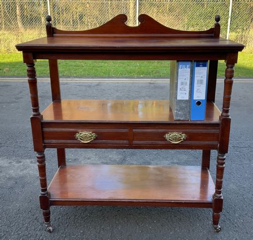 VICTORIAN MAHOGANY THREE TIER STAND BY MAPLE CO - ADDITIONAL PHOTO 5