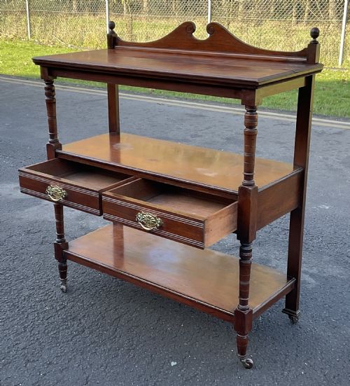 VICTORIAN MAHOGANY THREE TIER STAND BY MAPLE CO - ADDITIONAL PHOTO 6