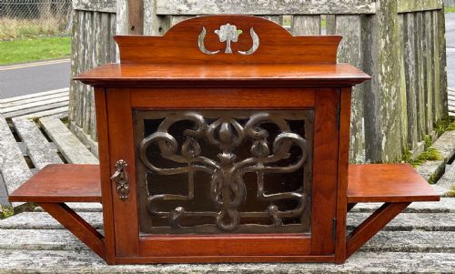 ART NOUVEAU SMALL MAHOGANY HANGING CABINET - ADDITIONAL PHOTO 1
