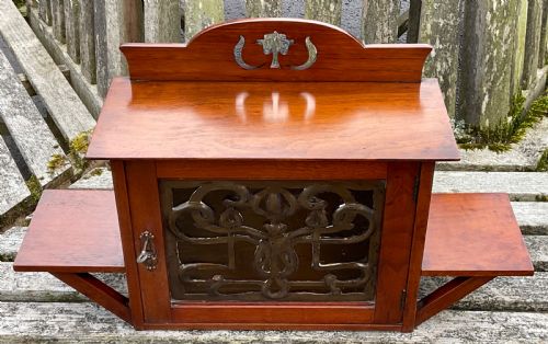 ART NOUVEAU SMALL MAHOGANY HANGING CABINET - ADDITIONAL PHOTO 2