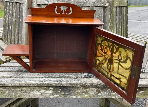 ART NOUVEAU SMALL MAHOGANY HANGING CABINET - ADDITIONAL PHOTO 6