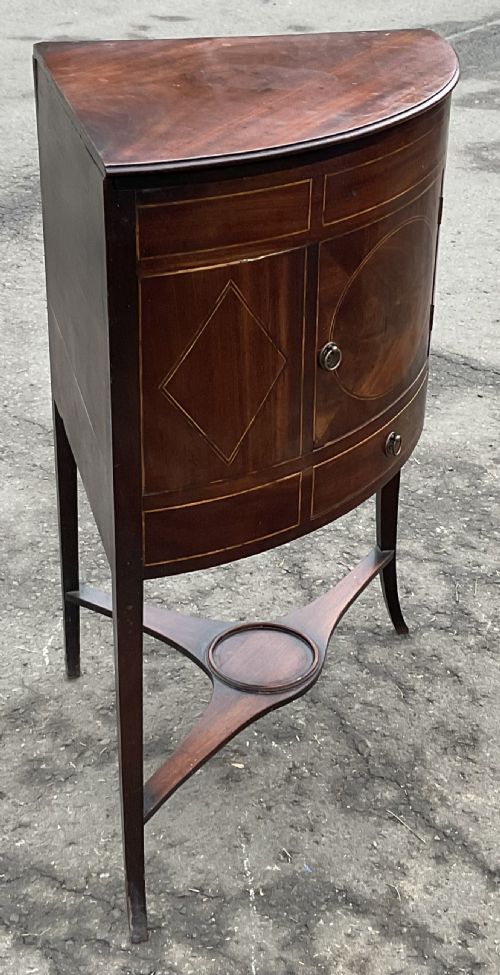 GEORGIAN INLAID MAHOGANY STANDING CORNER CUPBOARD - ADDITIONAL PHOTO 2
