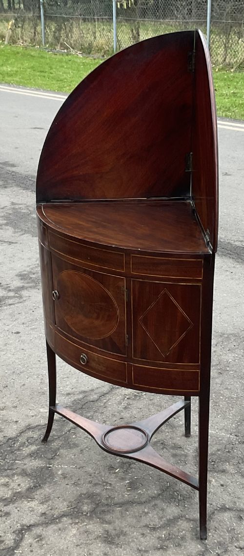 GEORGIAN INLAID MAHOGANY STANDING CORNER CUPBOARD - ADDITIONAL PHOTO 4