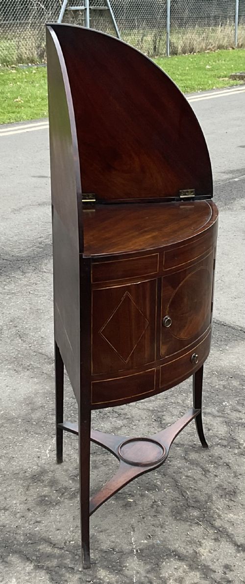 GEORGIAN INLAID MAHOGANY STANDING CORNER CUPBOARD - ADDITIONAL PHOTO 5