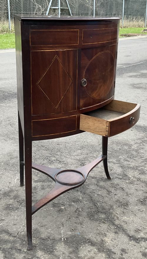 GEORGIAN INLAID MAHOGANY STANDING CORNER CUPBOARD - ADDITIONAL PHOTO 10