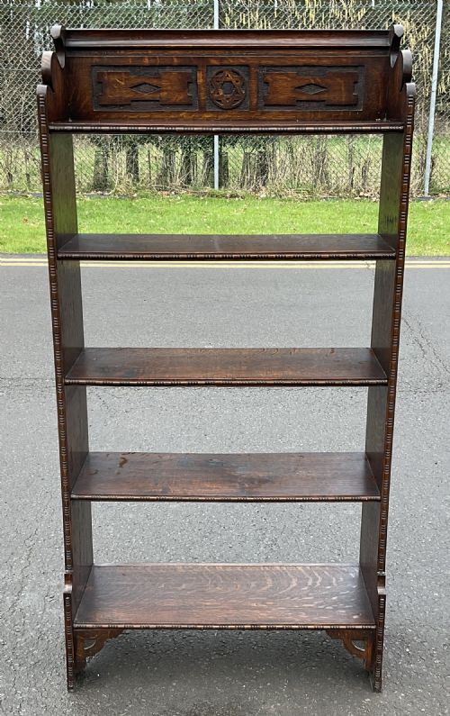 EDWARDIAN OAK STANDING OPEN BOOKCASE - ADDITIONAL PHOTO 1