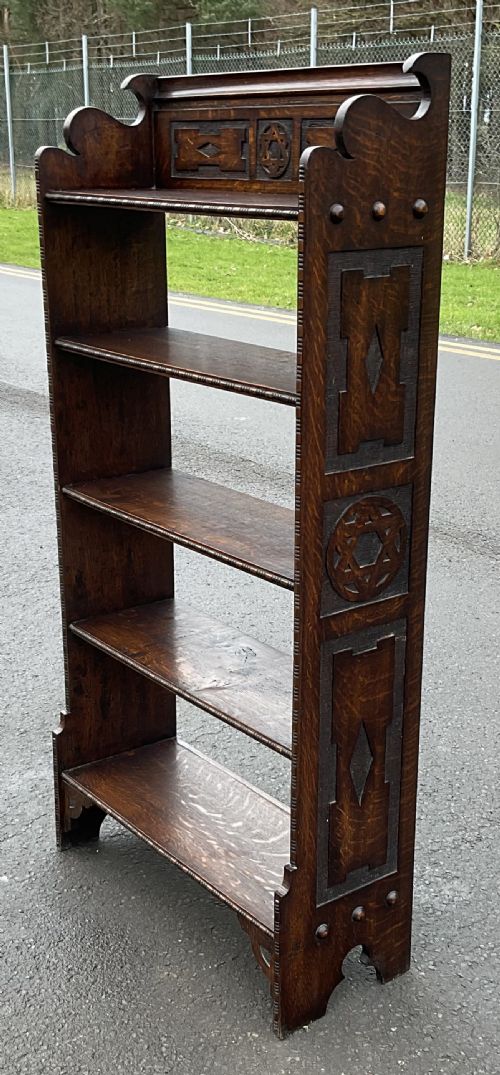 EDWARDIAN OAK STANDING OPEN BOOKCASE - ADDITIONAL PHOTO 2