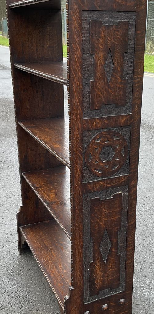 EDWARDIAN OAK STANDING OPEN BOOKCASE - ADDITIONAL PHOTO 3