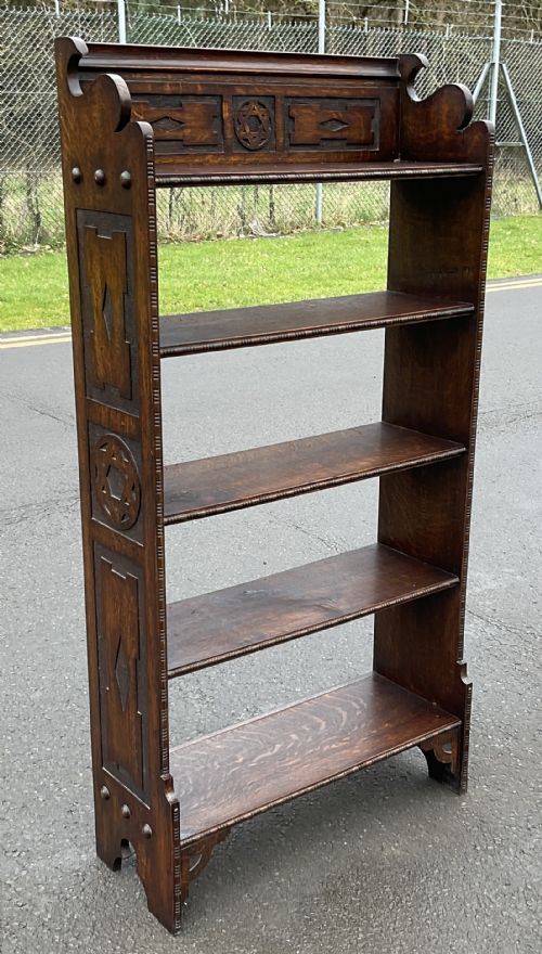 EDWARDIAN OAK STANDING OPEN BOOKCASE - ADDITIONAL PHOTO 6