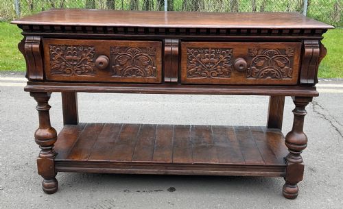 Small Oak Carved Dresser Base