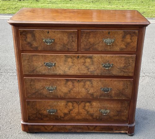 VICTORIAN BURR WALNUT CHEST OF DRAWERS - ADDITIONAL PHOTO 1