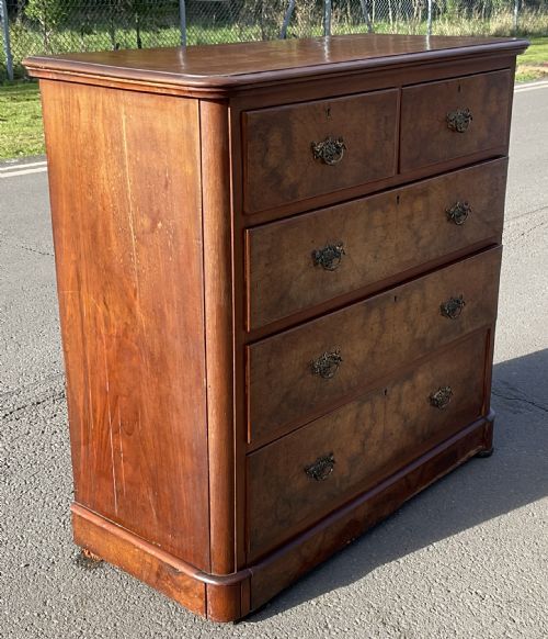 VICTORIAN BURR WALNUT CHEST OF DRAWERS - ADDITIONAL PHOTO 4